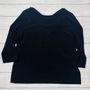 Chico's Travelers Black‎ Cross Back 3/4 Sleeve Blouse Top Size 2 (L/12)